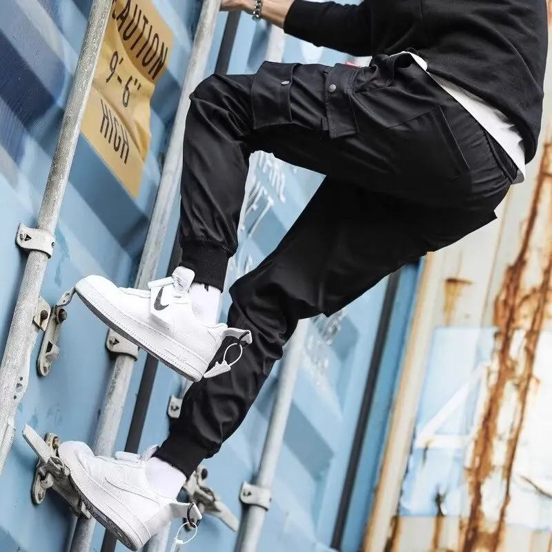 2025 New Trendy Solid Color Pants, Multi Flap Pocket Men's Cargo Pants, Loose Casual Outdoor Pants, Men's Work Pants oversized - Image 4