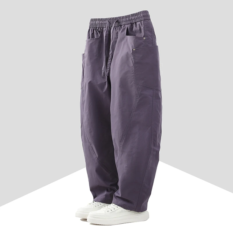 Fashion Men Drawstring Waist Cargo Pants Men Spring Straight Airplane Pants Man Multi Pocket Outdoor Hiking Workwear Trousers - Image 6
