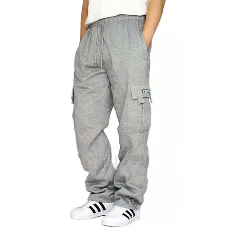 autumn winter Fashion Men's casual Sports pants Solid Color multi-pocket straight Leg Trousers loose large size men cargo pants - Image 5