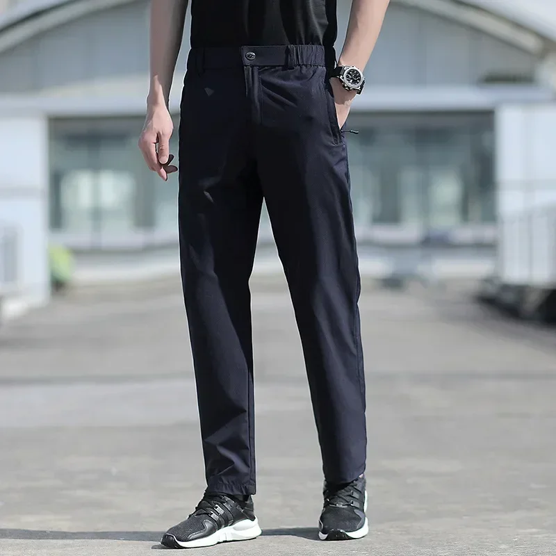 Ice Silk Men's Summer Pants Elastic Waist Straight Leg Trouser Male Quick Dry Big Size Large Plus Stretch 6XL 7XL Work Outdoor - Image 5
