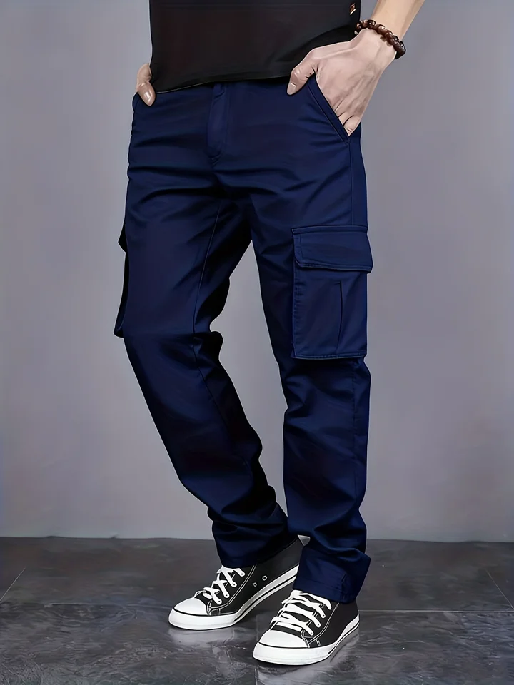 Men's casual multi pocket work pants with loose fit and drawstring waistband suitable for hikingfishingand outdoor exploration - Image 6