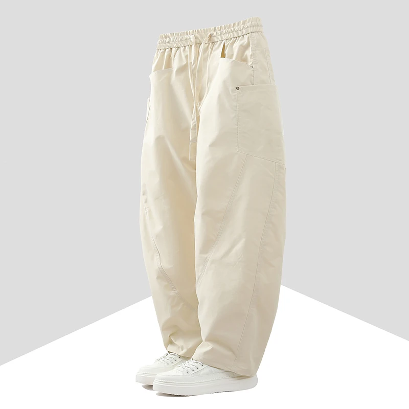 Fashion Men Drawstring Waist Cargo Pants Men Spring Straight Airplane Pants Man Multi Pocket Outdoor Hiking Workwear Trousers - Image 5