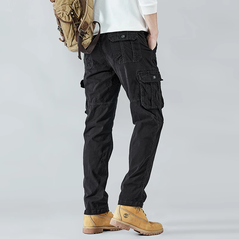 2026 Men's Cargo Pants Straight Leg Cotton Stretch Tactical Trouser Male Military Outdoor Camping Fishing Casual Work Wear Khaki - Image 4