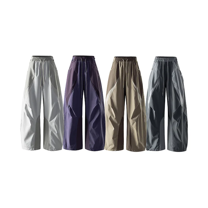 Men Outdoor Lightweight Quick Dry Ultra Loose Casual Splice Wide Leg Techwear Track Cargo Pants Women Streetwear Baggy Trousers - Image 6