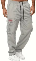 2024 Amazon Summer New Men's Work Pants European and American Independent Station Drawstring Multi Pocket Casual Pants