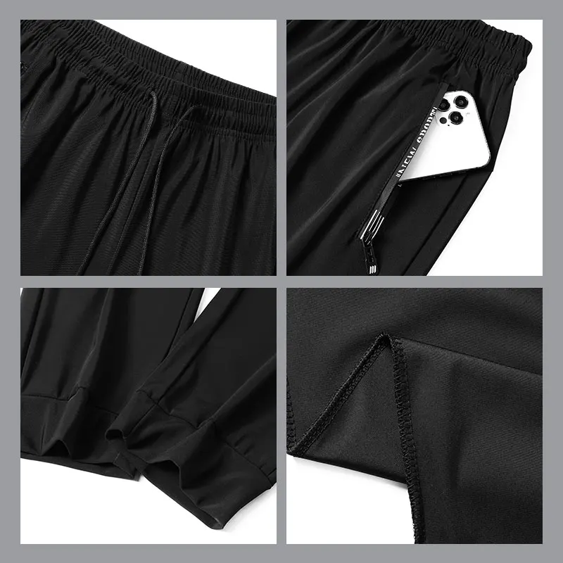 Men's Casual Pants High Elastic Fiber Drawstring Zipper Pocket Quick Dry Sports Pants Baggy Joggers Football Hiking Man Fishing - Image 5