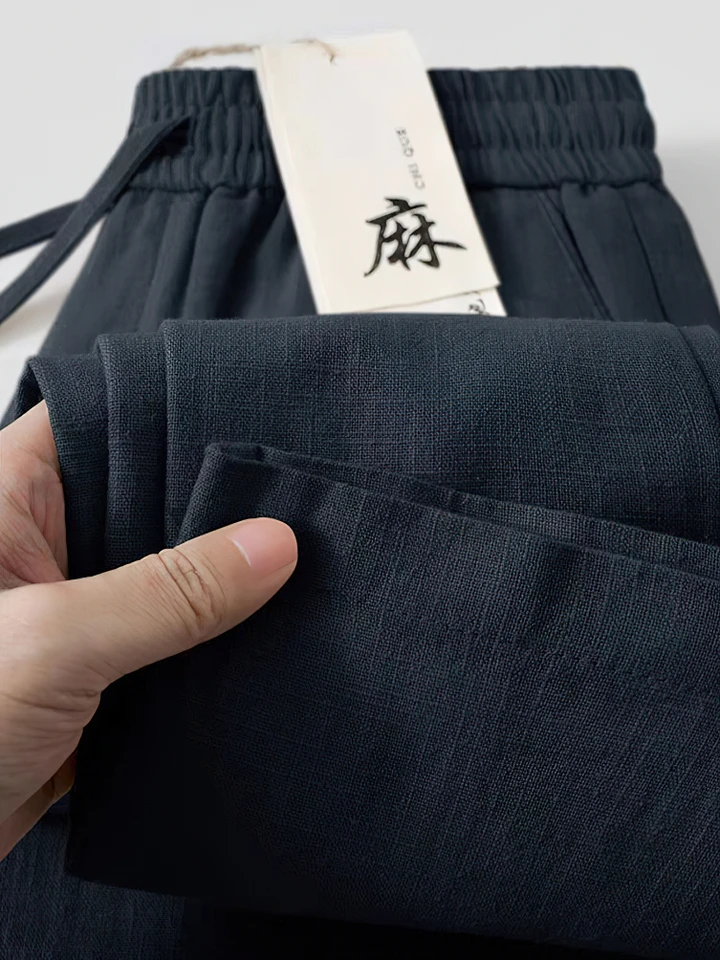 Straight Casual Cotton Linen Pants Men Wide Leg Lightweight Baggy Cotton Sweatpants Male Sport Jogger Straight Work Trousers - Image 4