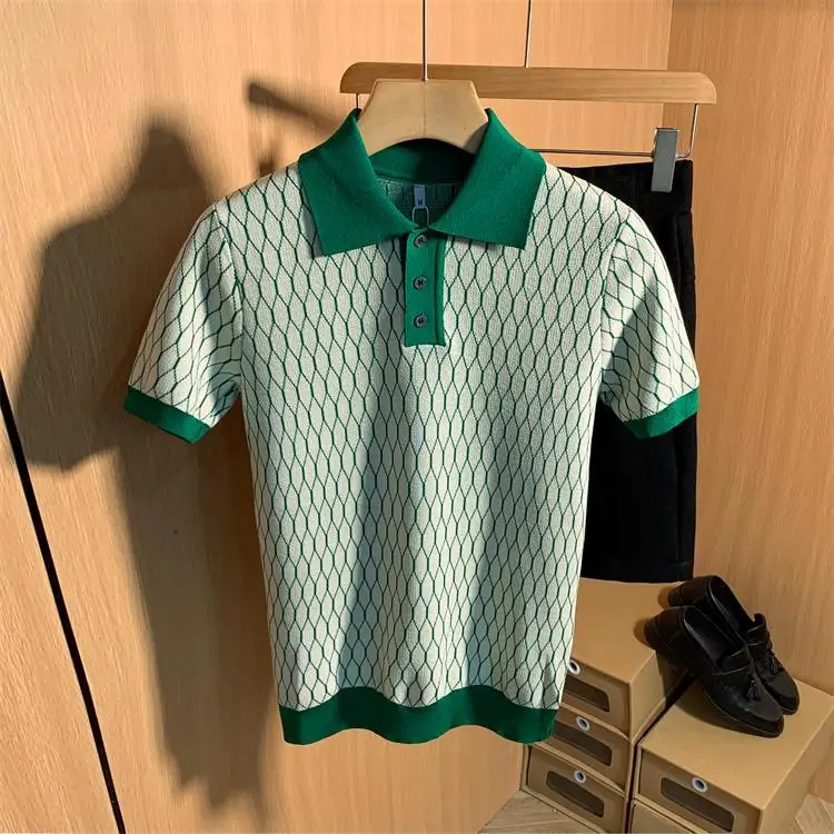 Men's Tight Short Sleeve Knit Polo Shirts Athletic Casual Short Sleeve Top Fitness Quick Dry Loose Men's Fitness Clothing Q71 - Image 3