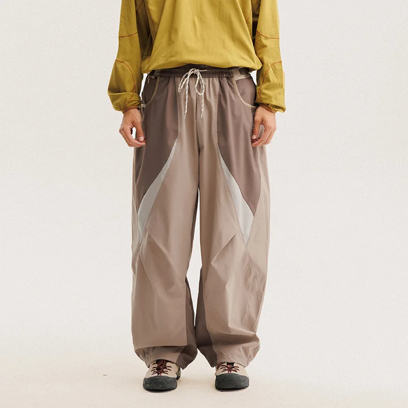 Men Outdoor Lightweight Quick Dry Ultra Loose Casual Splice Wide Leg Techwear Track Cargo Pants Women Streetwear Baggy Trousers - Image 3