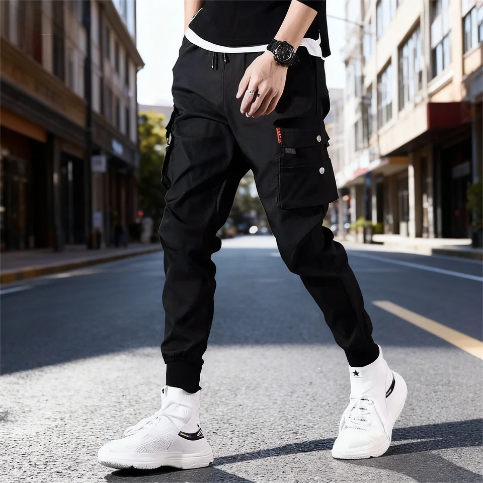 2025 New Trendy Solid Color Pants, Multi Flap Pocket Men's Cargo Pants, Loose Casual Outdoor Pants, Men's Work Pants oversized - Image 3
