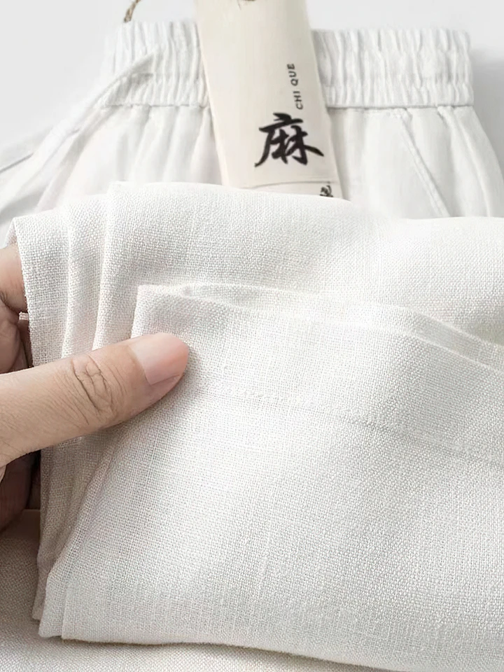 Straight Casual Cotton Linen Pants Men Wide Leg Lightweight Baggy Cotton Sweatpants Male Sport Jogger Straight Work Trousers - Image 6