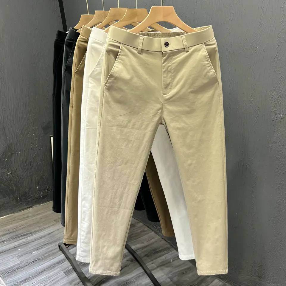 Men's Summer Thin Pants 2025 New Straight Simple and Versatile White Casual Man Clothing Trendy Slim-fitting Cotton Cargo Pants - Image 2
