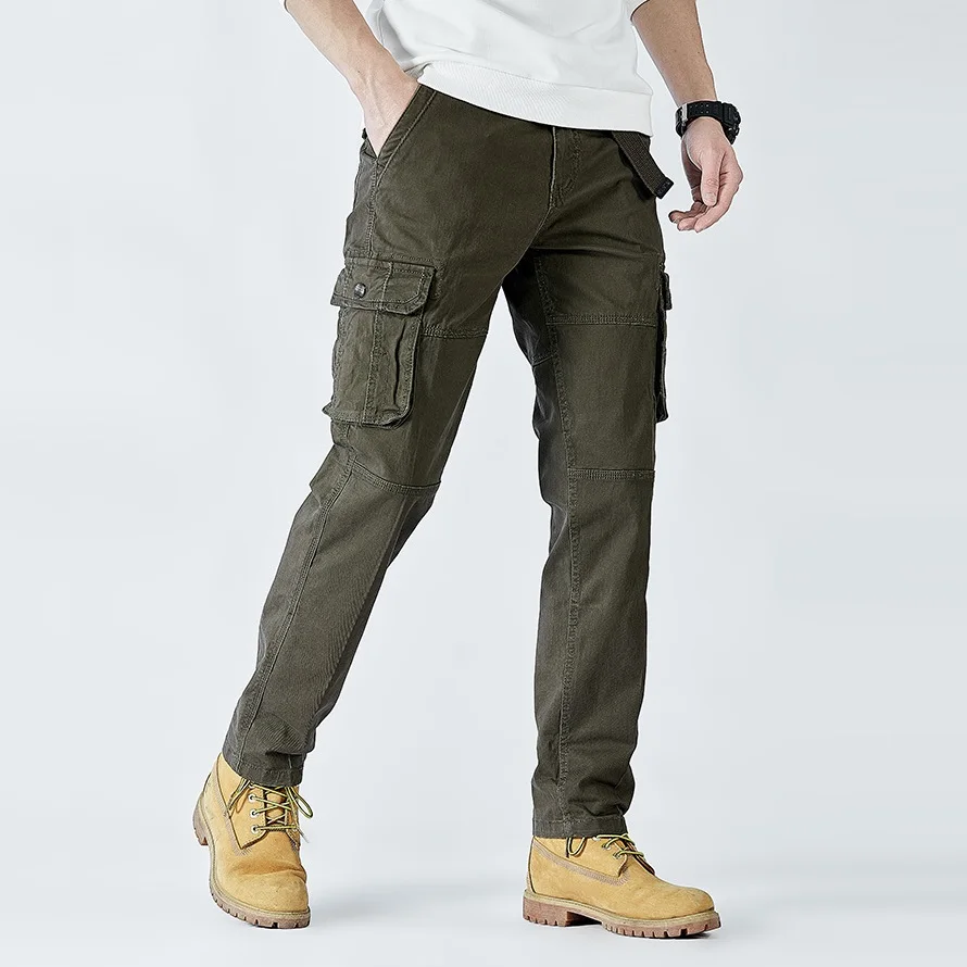 2026 Men's Cargo Pants Straight Leg Cotton Stretch Tactical Trouser Male Military Outdoor Camping Fishing Casual Work Wear Khaki - Image 5