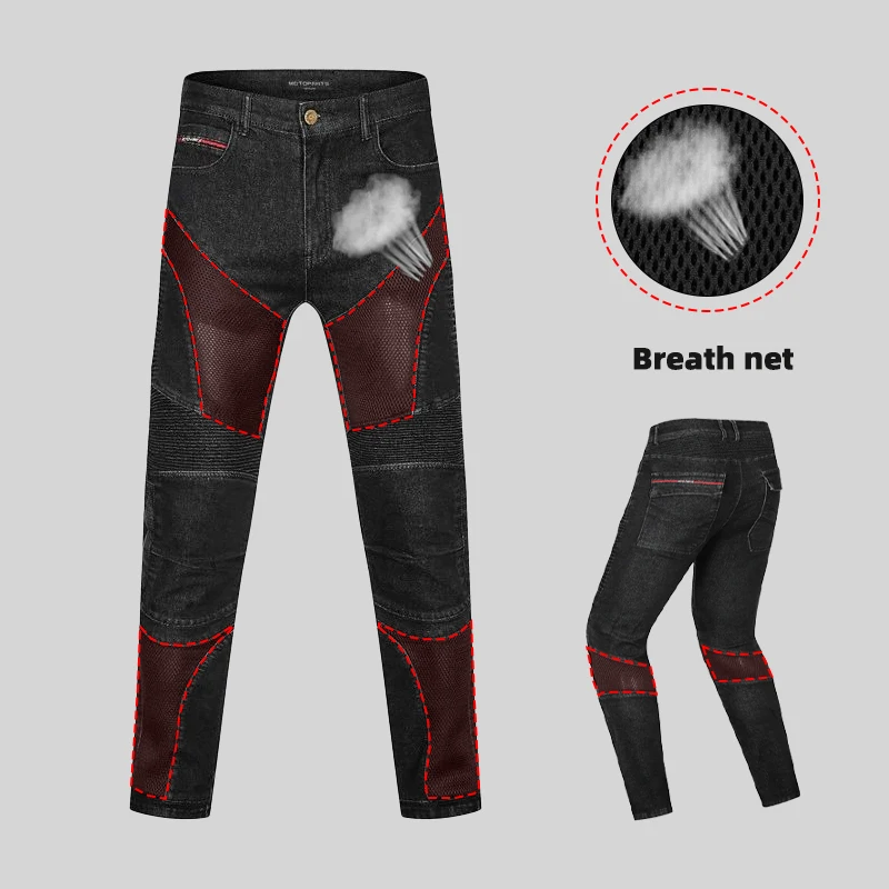 Summer Riding breath Net Motorcycle Riding Jeans Outdoor Man Pants Motocross Motorbike Cycling Trousers with Protective Gear - Image 2