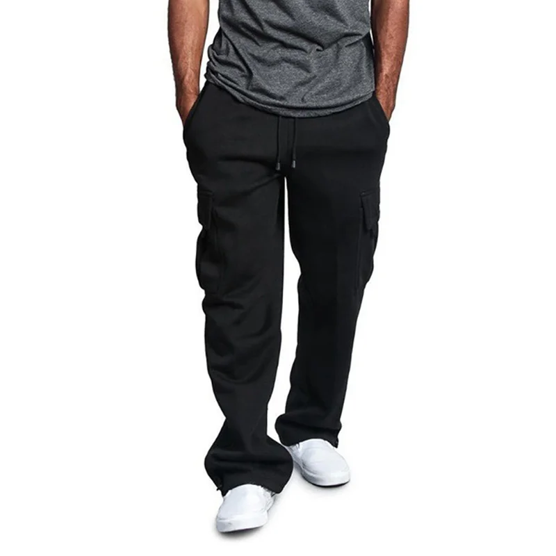 Men's Cargo Pants Loose Drawstring Sweatpants with Pockets Sports Straight Trousers Jogging Long Pants Hip Hop Streetwear - Image 2