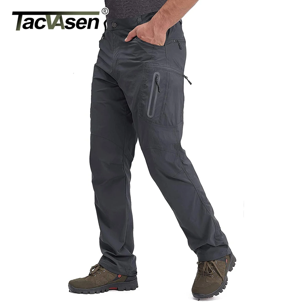 TACVASEN Summer Lightweight Trousers Mens Fishing Pants Outdoor Hiking Nylon Quick Dry Pockets Cargo Pants Casual Work Trousers - Image 5