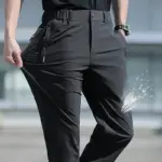 Ice Silk Men's Summer Pants Elastic Waist Straight Leg Trouser Male Quick Dry Big Size Large Plus Stretch 6XL 7XL Work Outdoor