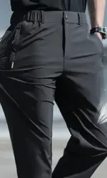 Ice Silk Men's Summer Pants Elastic Waist Straight Leg Trouser Male Quick Dry Big Size Large Plus Stretch 6XL 7XL Work Outdoor