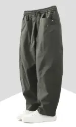 Fashion Men Drawstring Waist Cargo Pants Men Spring Straight Airplane Pants Man Multi Pocket Outdoor Hiking Workwear Trousers