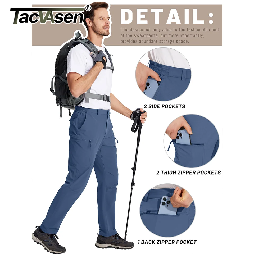 TACVASEN Waterproof Lightweight Hiking Pants Mens Ripstop Quick Dry Cargo Work Pant Outdoor Trekking Hard-wearing Trousers Male - Image 2