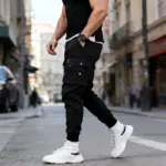 2025 New Trendy Solid Color Pants, Multi Flap Pocket Men's Cargo Pants, Loose Casual Outdoor Pants, Men's Work Pants oversized