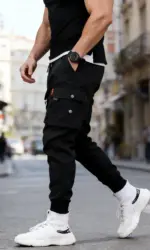 2025 New Trendy Solid Color Pants, Multi Flap Pocket Men's Cargo Pants, Loose Casual Outdoor Pants, Men's Work Pants oversized