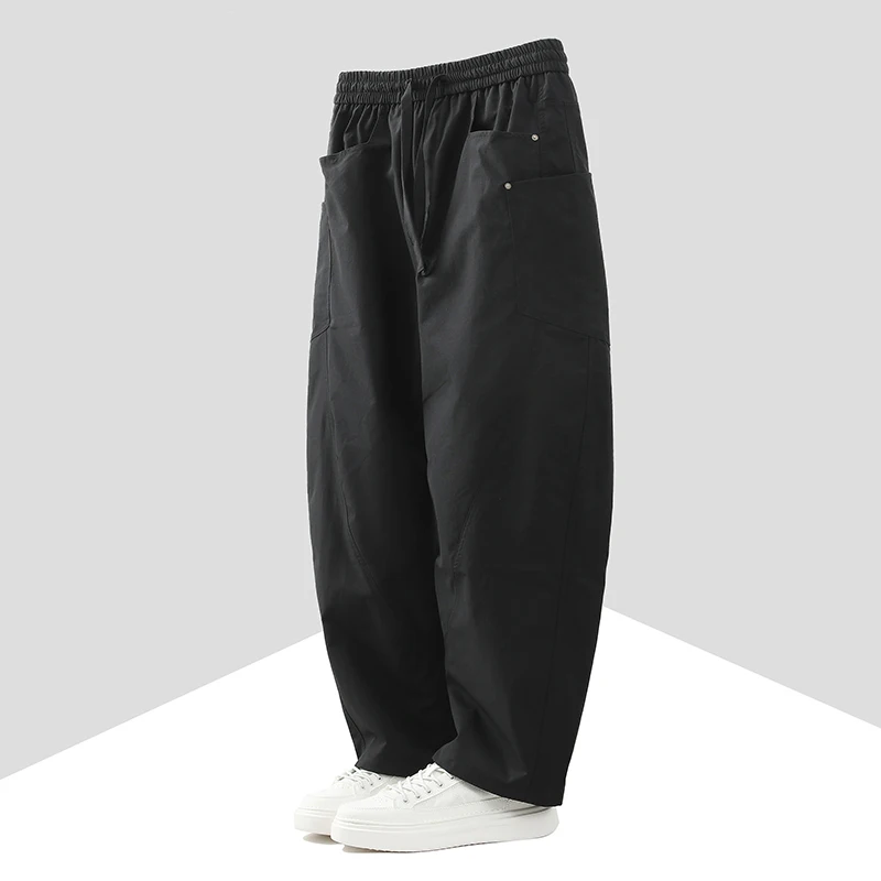 Fashion Men Drawstring Waist Cargo Pants Men Spring Straight Airplane Pants Man Multi Pocket Outdoor Hiking Workwear Trousers - Image 3