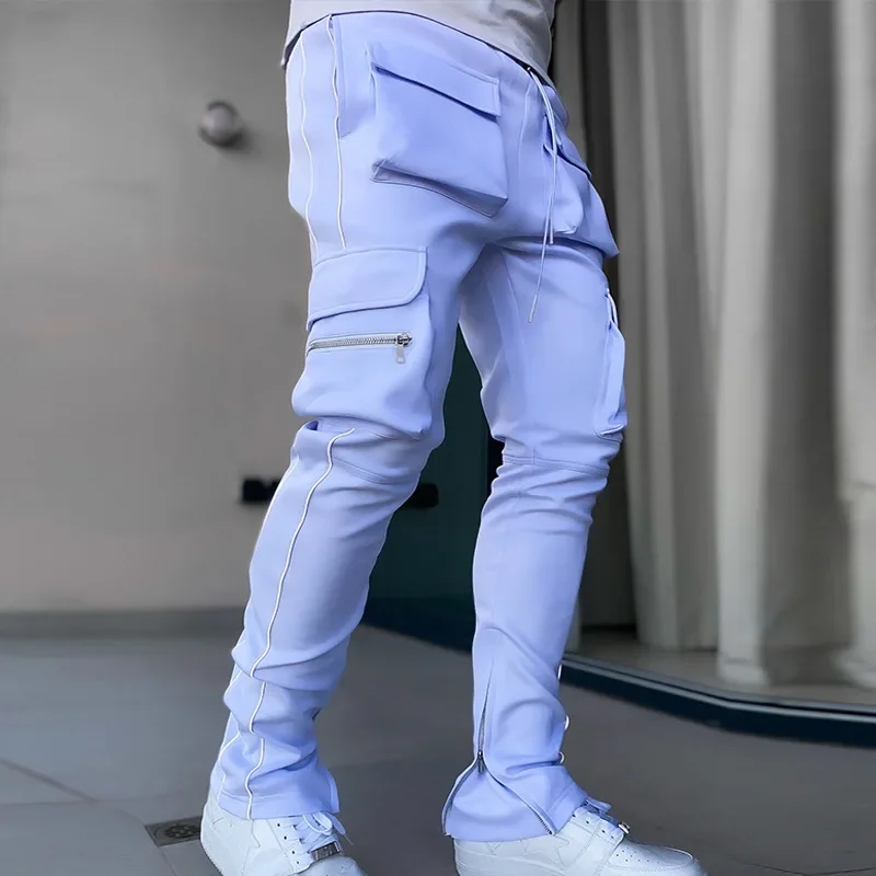 Summer Men's Jogging Sports Pants Multi-Pocket Sweatpants Running Trousers Men's Casual Joggers Cargo Reflective Hip Pop Pants - Image 2