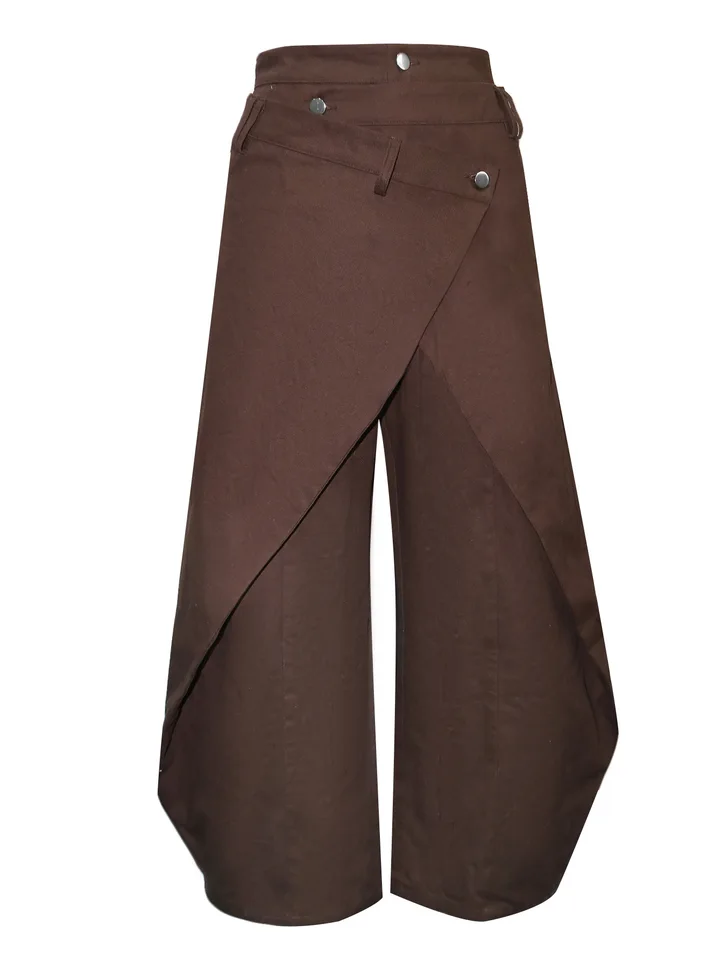 Vintage Washed Denim Wide Leg Pants Women Asymmetrical Wrap Overlap High Waist Y2K Streetwear Casual Fashion Baggy Jeans - Image 5