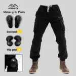 Motorcycle Riding Pants Men Trousers Large Pockets Durable Protective Gear Slim Elastic Motorcross Motorbike for Outdoor Cycling