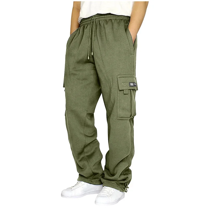 autumn winter Fashion Men's casual Sports pants Solid Color multi-pocket straight Leg Trousers loose large size men cargo pants - Image 6