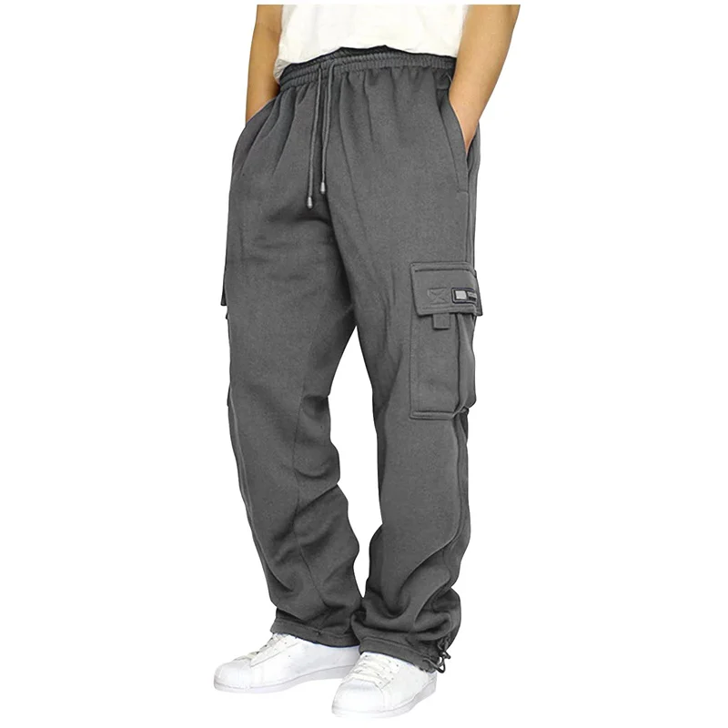 autumn winter Fashion Men's casual Sports pants Solid Color multi-pocket straight Leg Trousers loose large size men cargo pants - Image 4