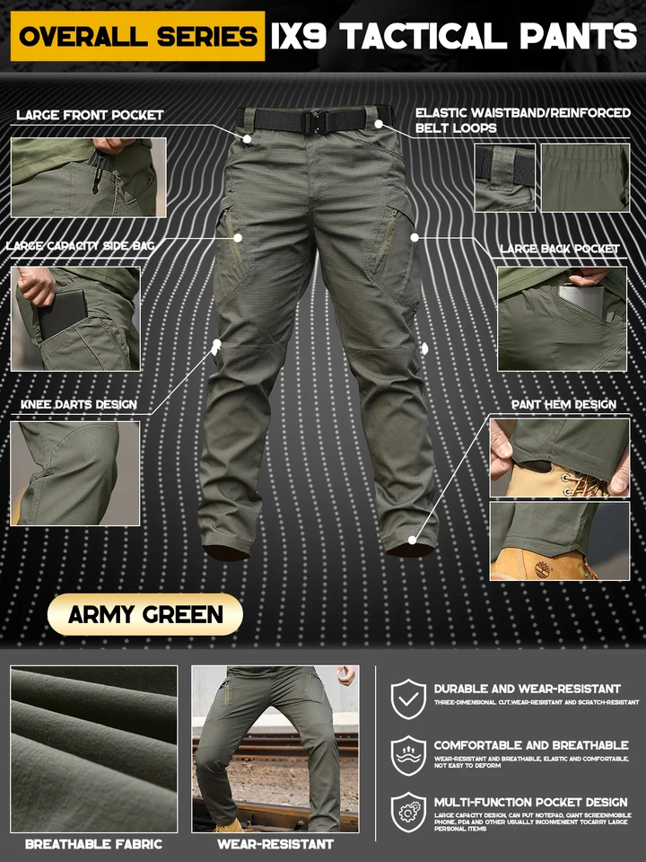 Tactical Work Pants Series New Men's IX9 Tactical Pants Multi-Pocket Large Capacity Training Pants Commuter Pants Wear-resistant - Image 4