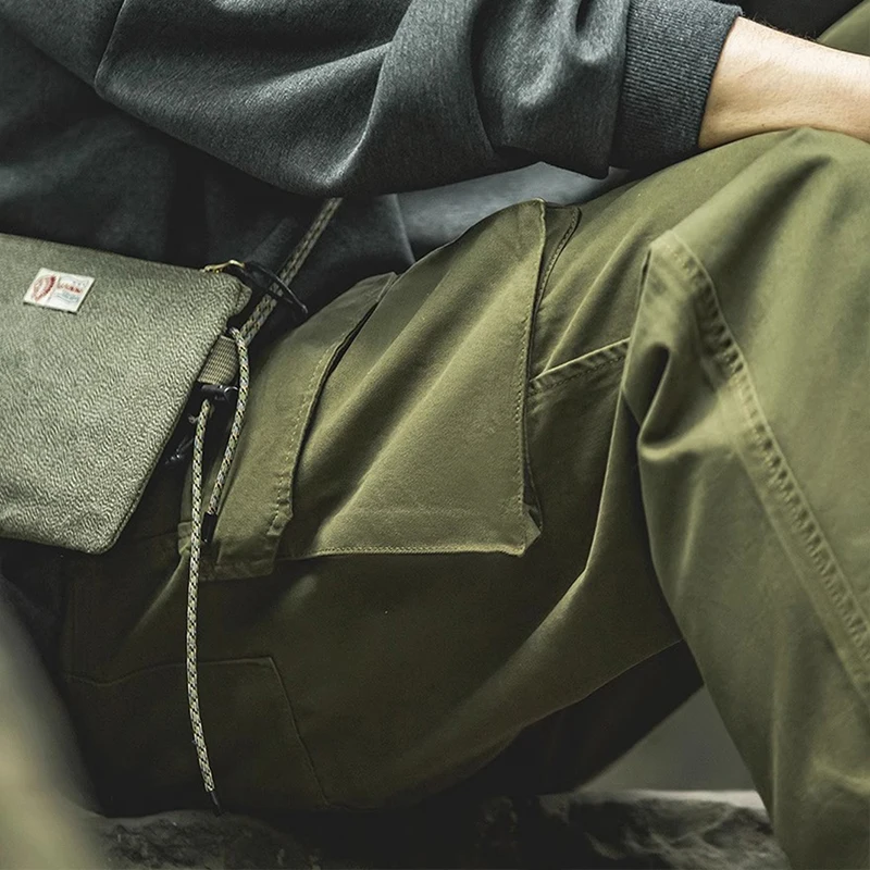 Men's vintage British Royal Navy pants, pure cotton tapered cargo pants, all-season casual large-pocket straight-cut long pants - Image 6