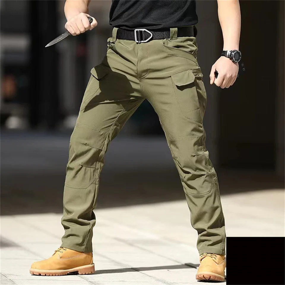Black Cargo Plus Size Men's Elastic Tactical Pants Camping Hiking Fishing Trekking Climbing Outdoor Trousers Quick Dry Sports - Image 4