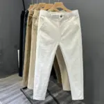 Men's Summer Thin Pants 2025 New Straight Simple and Versatile White Casual Man Clothing Trendy Slim-fitting Cotton Cargo Pants