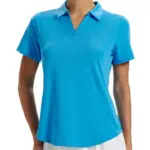 TACVASEN Womens UPF 50+ Sun Protection Golf Polo Shirts Short Sleeve V-Neck Curved Hem Tennis Tops Moisture Wicking Shirts