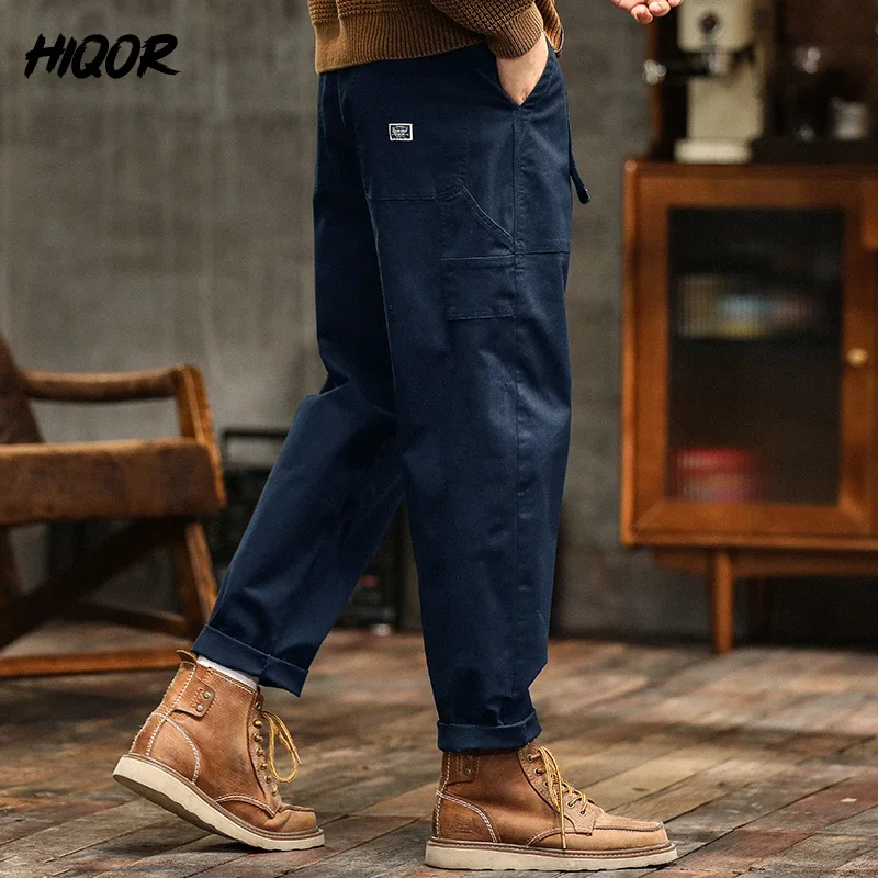 HIQOR Men's Loose Profile Pants American Vintage Trousers For Men High Waist Army Green Men's Casual Pants Cargo Trousers Male - Image 6