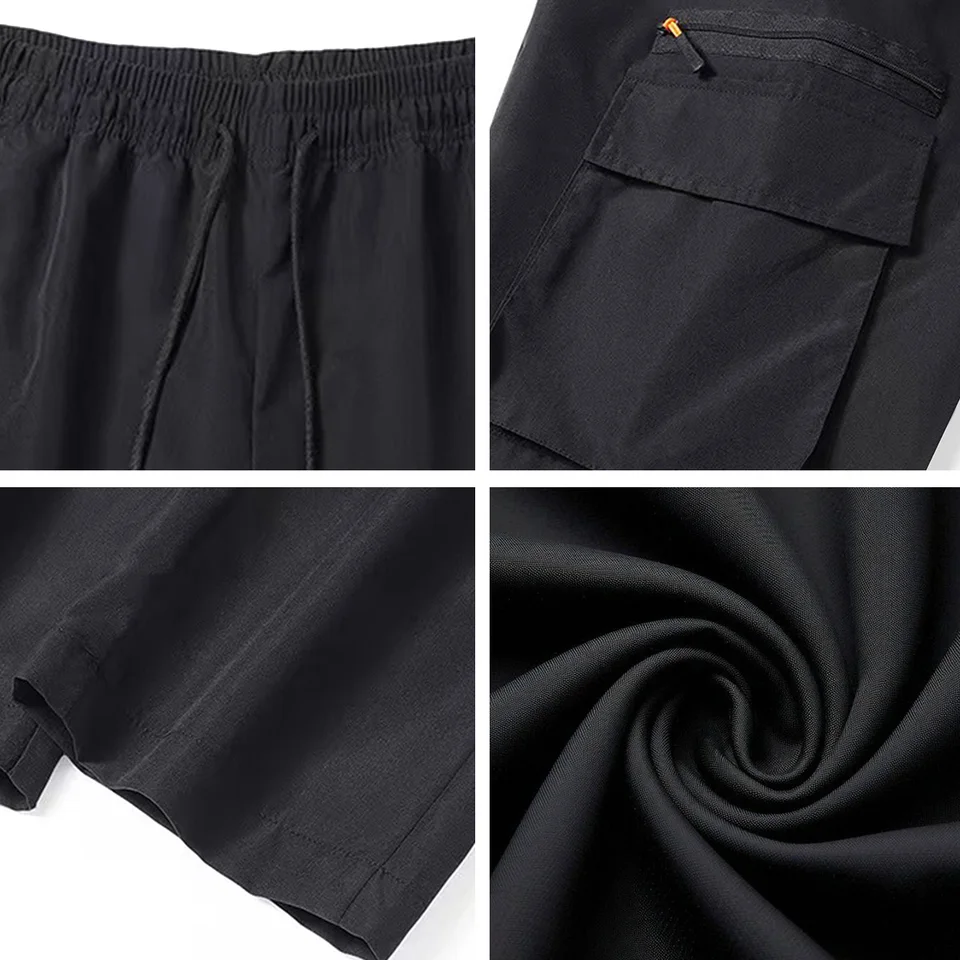 Men's Spring/Summer New Multi-pocket Quick-dry Straight-leg Cargo Pants, Waterproof Fabric with Drawstring Design - Image 5