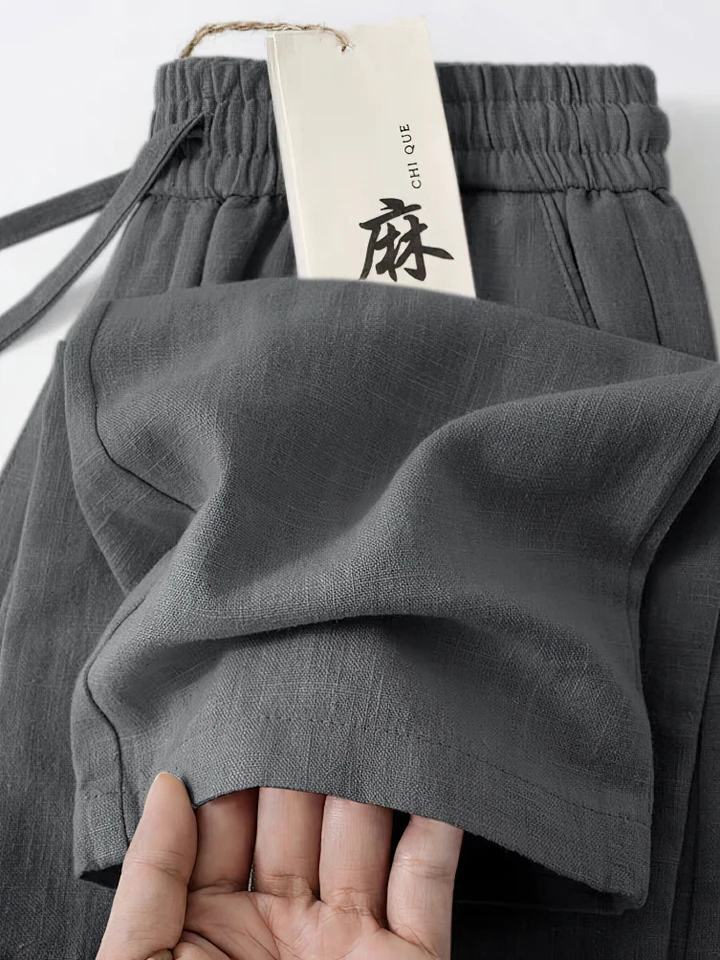 Straight Casual Cotton Linen Pants Men Wide Leg Lightweight Baggy Cotton Sweatpants Male Sport Jogger Straight Work Trousers - Image 5