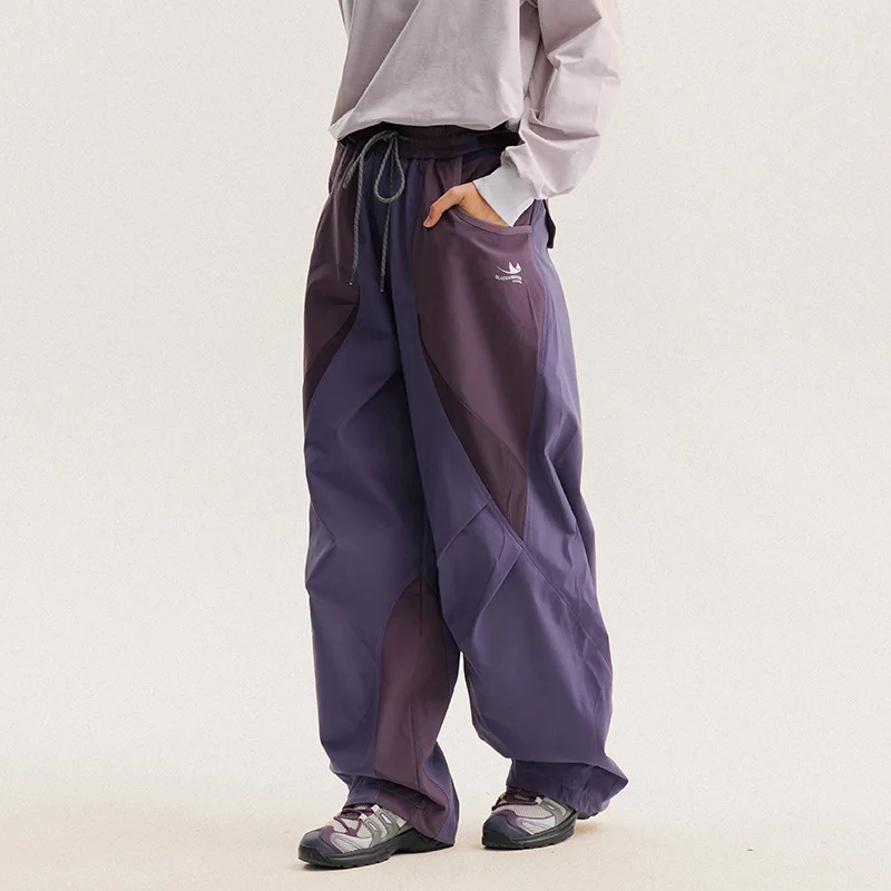 Men Outdoor Lightweight Quick Dry Ultra Loose Casual Splice Wide Leg Techwear Track Cargo Pants Women Streetwear Baggy Trousers - Image 2