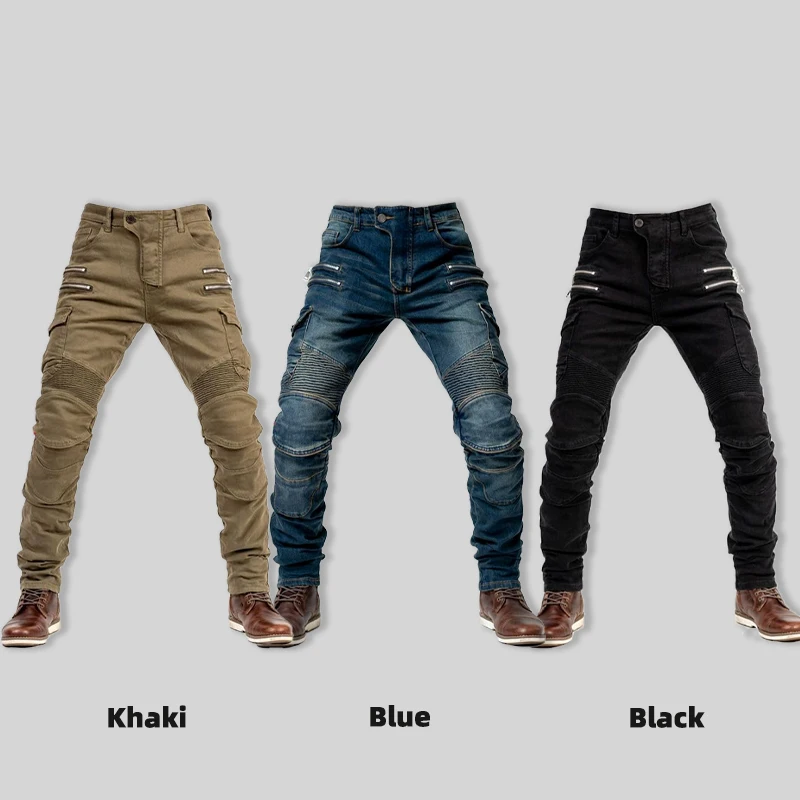 New Double Zipper Metal Style Motocross Moto Trousers Men For Woman Outdoor Riding Jeans Protective Gear Motorcycle Pants - Image 2