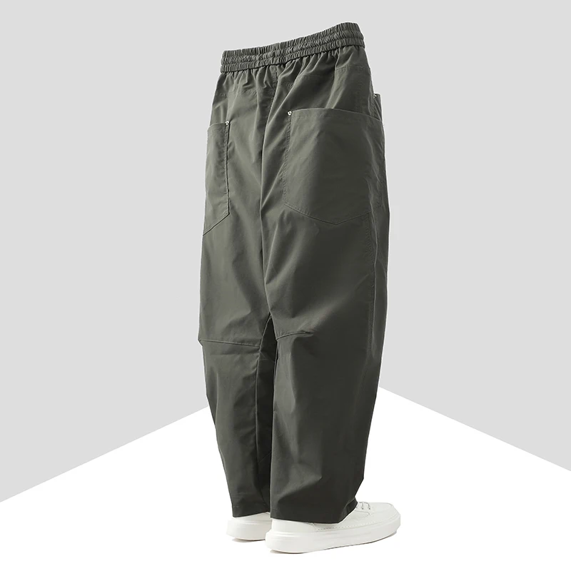 Fashion Men Drawstring Waist Cargo Pants Men Spring Straight Airplane Pants Man Multi Pocket Outdoor Hiking Workwear Trousers - Image 2