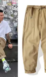 Yu Wenle Amekaji Trendy Versatile Workwear Pants Men American Retro Trousers Fashion Cargo Pants Man Straight Casual Baggy Pants
