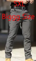 Black Cargo Plus Size Men's Elastic Tactical Pants Camping Hiking Fishing Trekking Climbing Outdoor Trousers Quick Dry Sports
