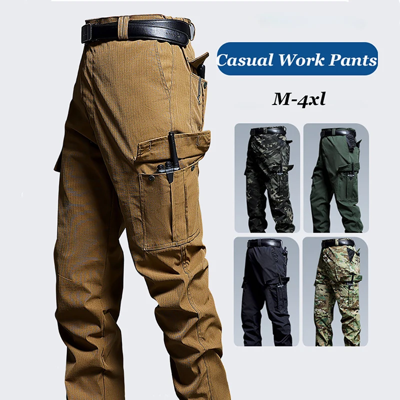 Wear-Resistant Cargo Pants Men Casual Work Stretch Trousers Breathable Multi-Pocket Outdoor Waterproof Training Hiking Pant Male - Image 5